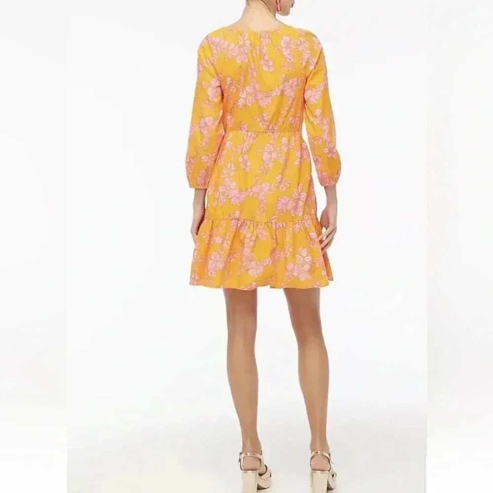 J. Crew Scoop Neck Mini Dress Bird Of Paradise Tropical Floral Size 00 XXS